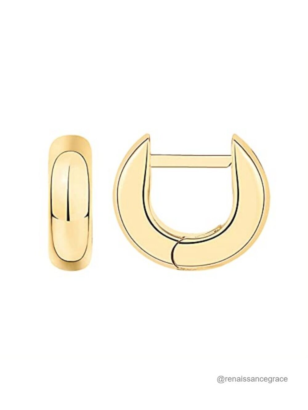 14K Gold Plated Chunky Huggie Hoop Earrings 13mm Hypoallergenic
